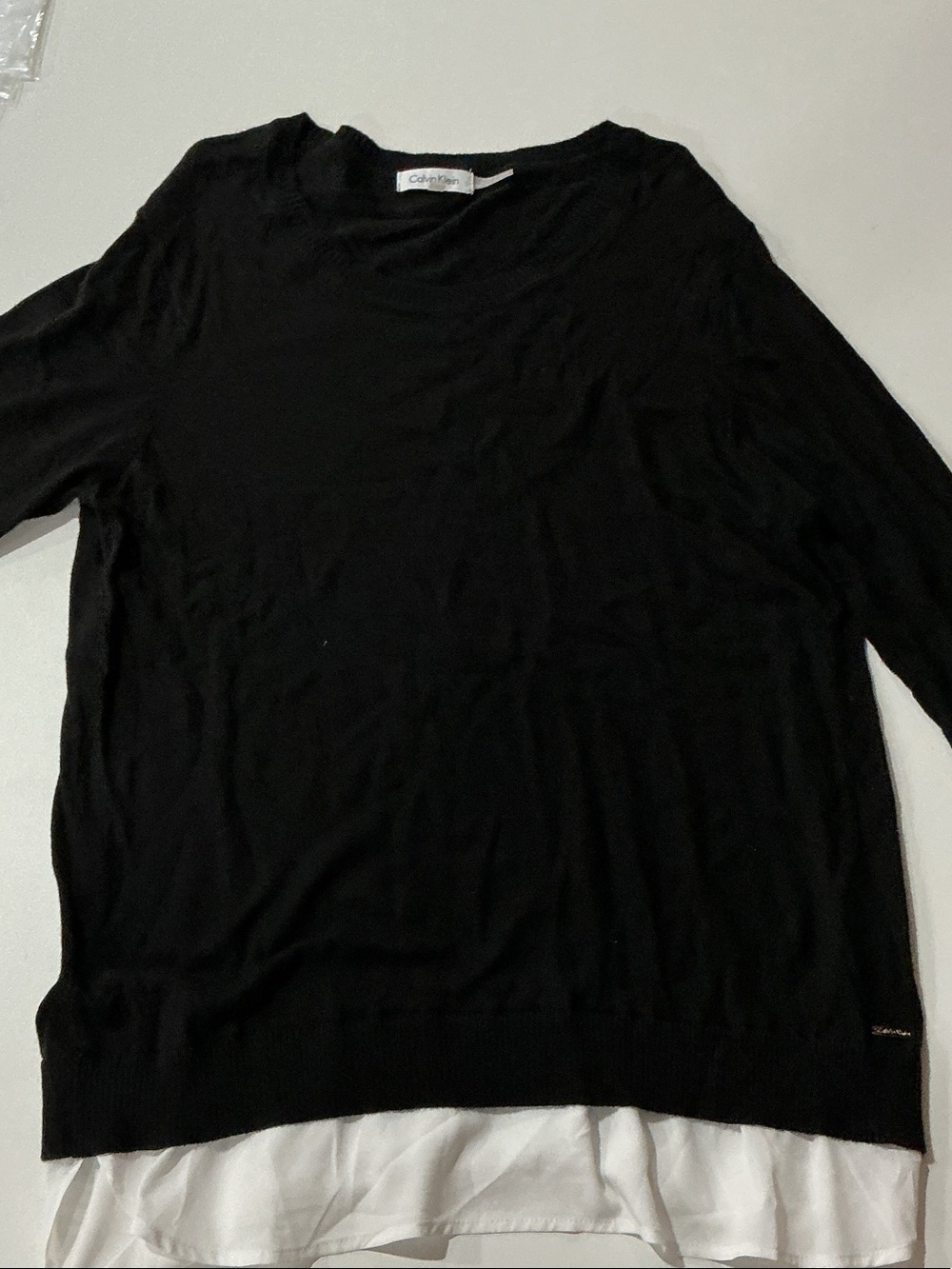 Calvin Klein Men’s Black Crewneck Layered-Look Sweater